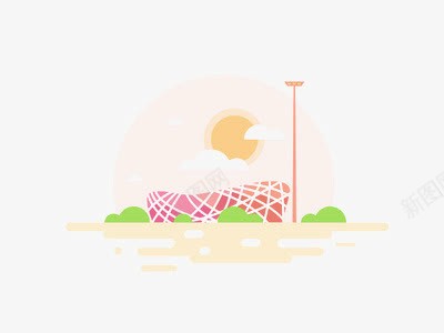 卡通鸟巢png免抠素材_88icon https://88icon.com APP元素 卡通 太阳 鸟巢
