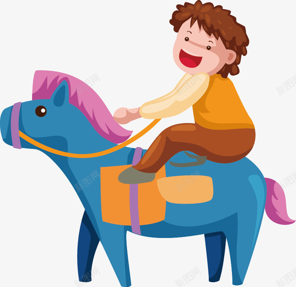 骑马的男孩矢量图ai免抠素材_88icon https://88icon.com 卡通 大马 手绘 男孩 矢量图
