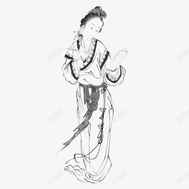 爱学习的美女png免抠素材_88icon https://88icon.com 古代女性 线条美女 美女