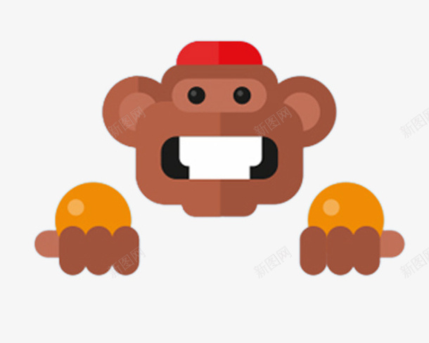 个性小猴露齿笑png免抠素材_88icon https://88icon.com 个性装饰猴 可爱小猴 开心露齿笑