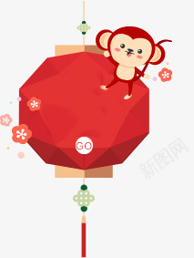 猴年扁平图案psd免抠素材_88icon https://88icon.com 喜庆 灯笼 猴年 红色
