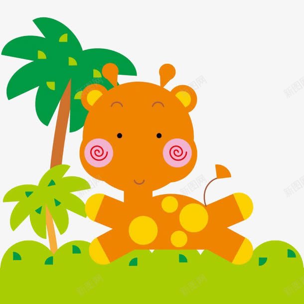绿树和小鹿png免抠素材_88icon https://88icon.com 动物 植物 绿树