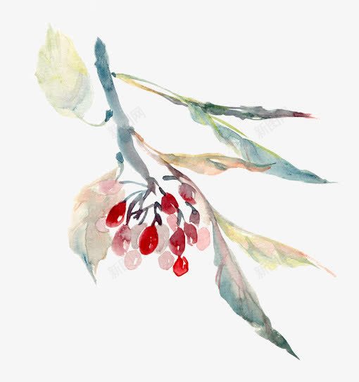 复古红色花苞叶子png免抠素材_88icon https://88icon.com 叶子 复古 红色 花苞