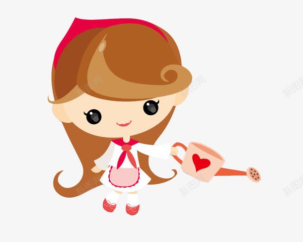 浇水的女孩png免抠素材_88icon https://88icon.com 卡通人物女 可爱 女孩 水壶 浇水
