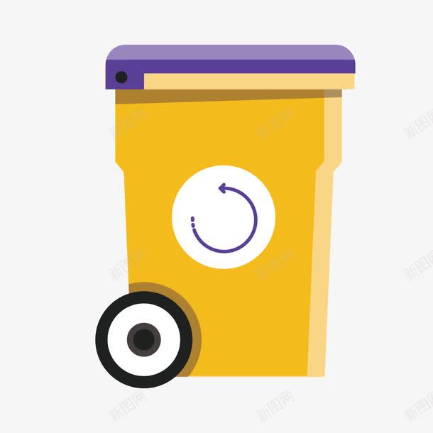 黄色垃圾桶png免抠素材_88icon https://88icon.com 几何 垃圾桶 循环 扁平化 桶装 移动 黄色