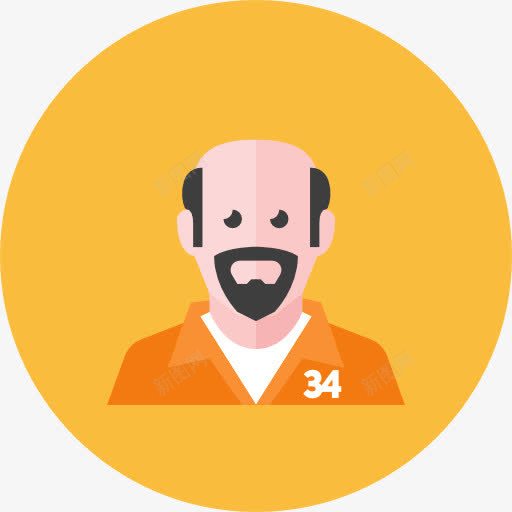 一个穿黄衣服的人png免抠素材_88icon https://88icon.com 卡通 男士 秃顶