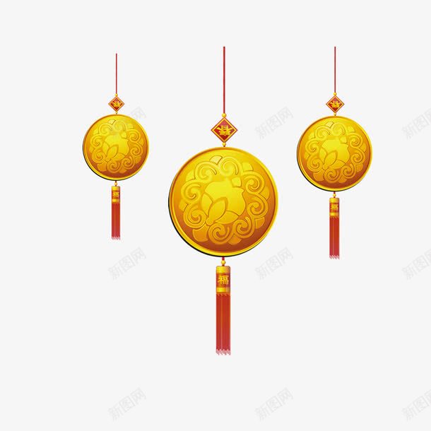 金色福中国结png免抠素材_88icon https://88icon.com 中国结 福 金色