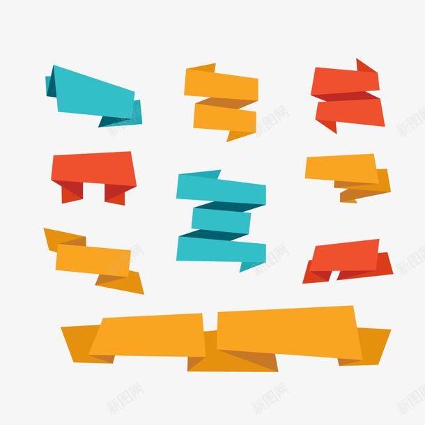扁平化丝带banner矢量图ai免抠素材_88icon https://88icon.com banner 丝带 促销装饰 彩色 海报 装饰 矢量图