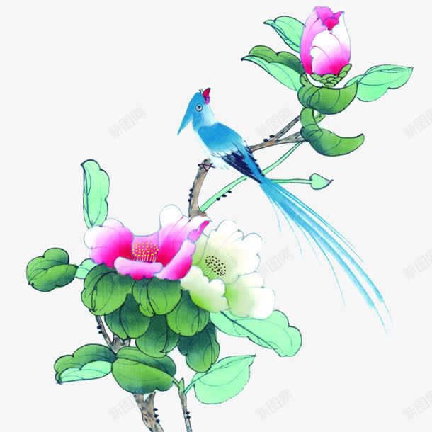 水墨画蓝色花朵白色花朵png免抠素材_88icon https://88icon.com 水墨画 白色 花朵 蓝色