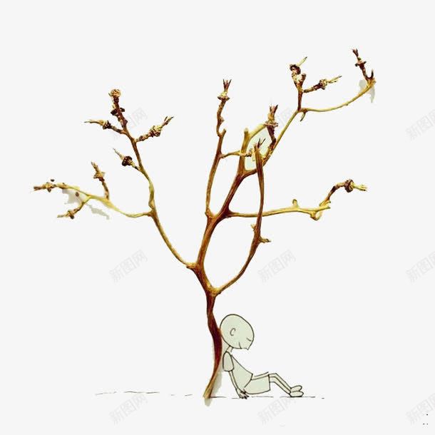 树下沉思的人png免抠素材_88icon https://88icon.com 人物 例子 思考 手绘 树
