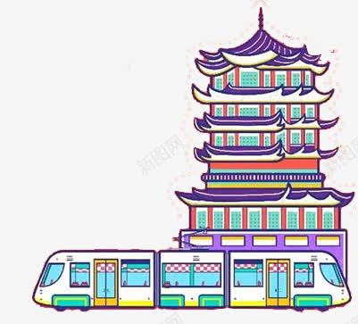 城市快铁png免抠素材_88icon https://88icon.com 交通 古城墙 大楼 平扁图形 建筑