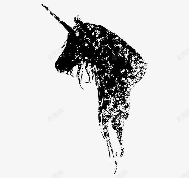 创意黑马png免抠素材_88icon https://88icon.com 写意 动物 唯美 艺术感 装饰图案 设计感 马 黑色