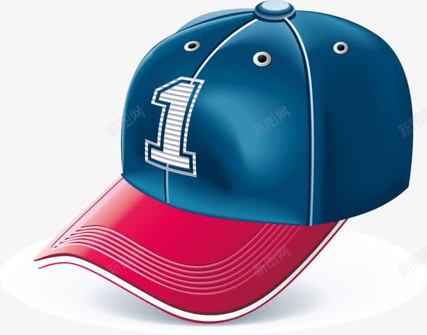 蓝色棒球帽红边png免抠素材_88icon https://88icon.com 棒球帽 红边 蓝色