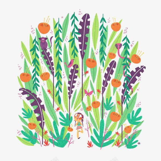 创意梦幻植物png免抠素材_88icon https://88icon.com 卡通 小女孩 手绘 插画 植物 童话 绘本