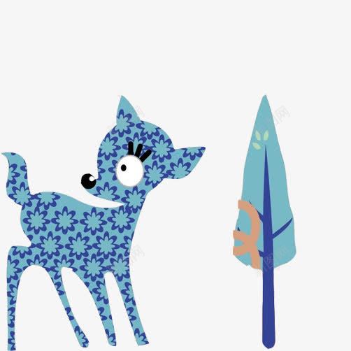 小鹿卖萌水彩片png免抠素材_88icon https://88icon.com 动物 小鹿 树木 水彩水彩 蓝色