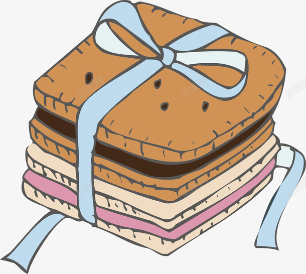 夹心饼干矢量图ai免抠素材_88icon https://88icon.com 卡通 夹心饼干 手绘 绸带 矢量图