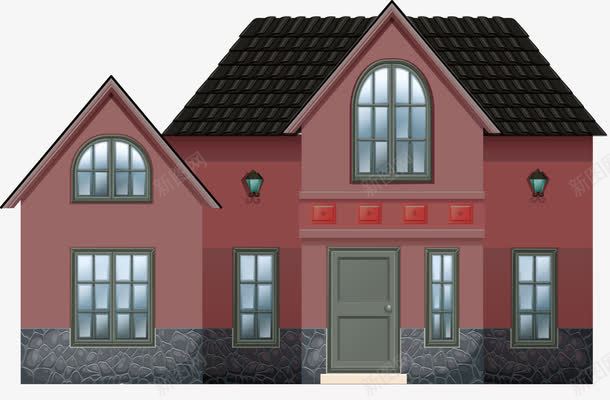 黑色瓦片屋顶建筑png免抠素材_88icon https://88icon.com 瓦片屋顶 老式建筑 酒红色墙体