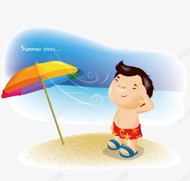 海边的风png免抠素材_88icon https://88icon.com 伞 海报 男孩 矢量素材 蓝色的 风吹效果