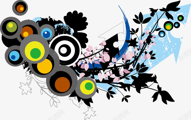 炫彩花纹装饰矢量图ai免抠素材_88icon https://88icon.com 时尚 潮流 鲜花 矢量图