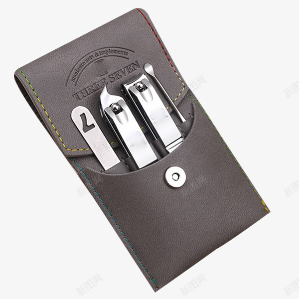 商务修甲套装工具png免抠素材_88icon https://88icon.com 商务指甲剪 实用指甲刀 指甲钳 搭扣皮套 美甲工具袋 黑色皮套