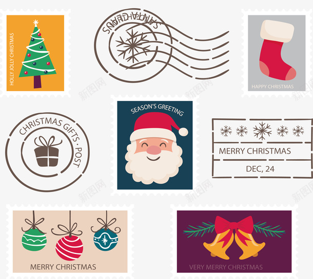 圣诞节可爱卡通邮票矢量图ai免抠素材_88icon https://88icon.com 卡通邮票 圣诞节 圣诞邮票 矢量png 纪念邮票 邮票 矢量图