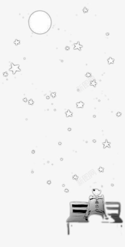 星月夜与小女孩png图片下载 星月夜与小女孩素材
