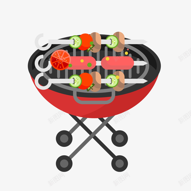 红色烧烤架上的烧烤png免抠素材_88icon https://88icon.com 卡通食物 烧烤 烧烤架 美食 背景装饰