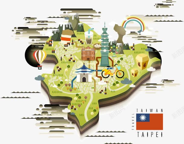 漂浮扁平化台湾地貌旅游矢量图eps免抠素材_88icon https://88icon.com 中华人民共和国省级行政区 中国台湾省 台湾 扁平化 旅游 漂浮 矢量图
