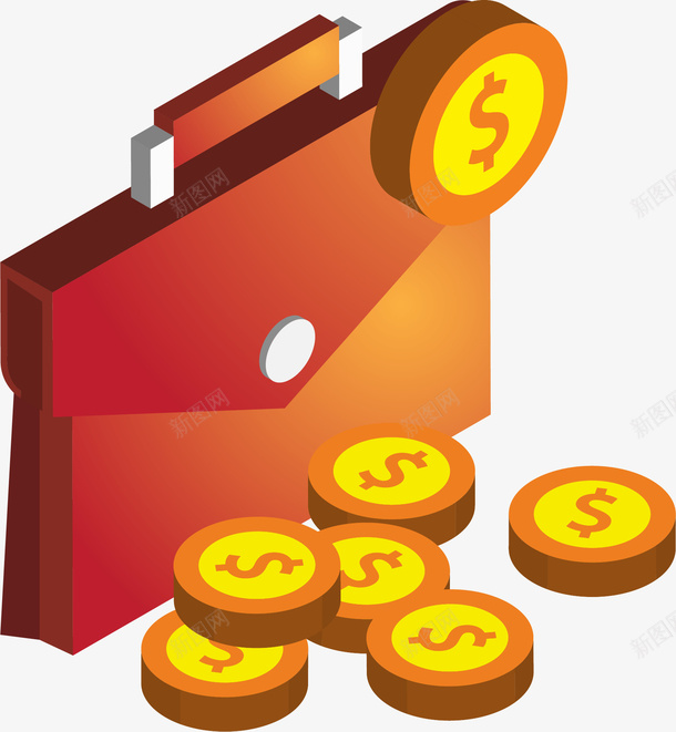 手绘金币和公文包矢量图ai免抠素材_88icon https://88icon.com 公文包 手绘 立体 经济 金融 矢量图