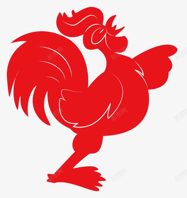 十二生肖鸡剪纸png免抠素材_88icon https://88icon.com 剪纸 动物 十二生肖 红色 酉鸡