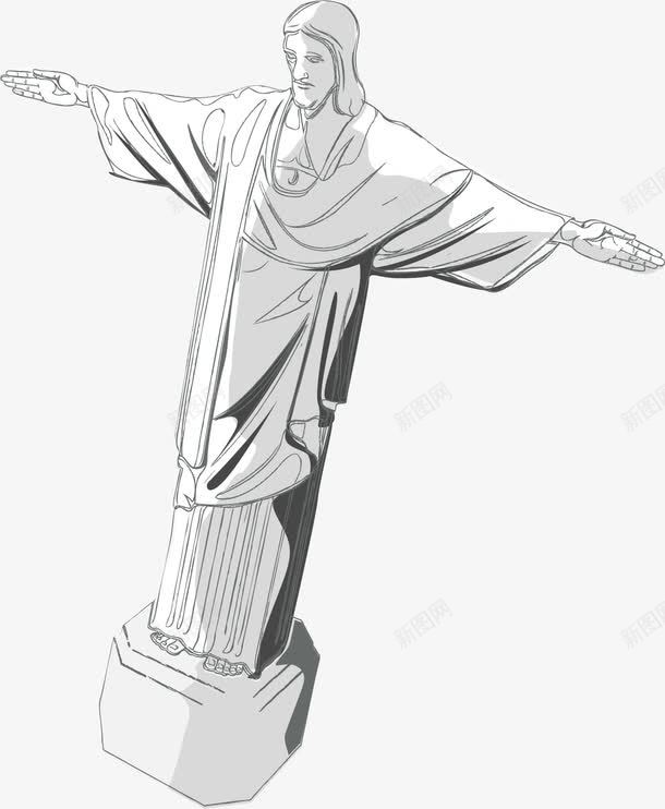 手绘雕塑耶稣png免抠素材_88icon https://88icon.com 免抠PNG 层次感 手绘 简约 线条 耶稣 雕塑