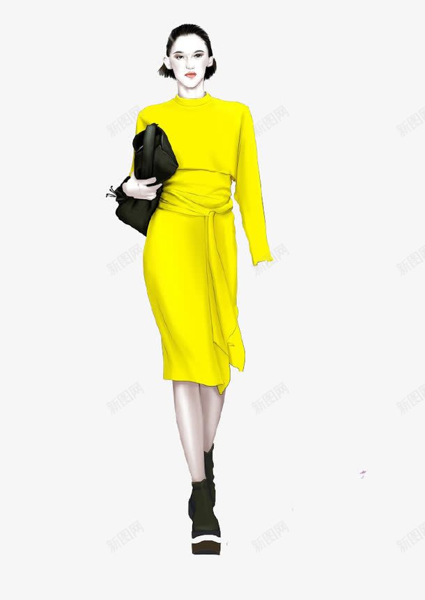 手绘黄色服装插画png免抠素材_88icon https://88icon.com 手绘 服装插画 设计 黄色