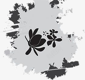 黑色水墨风格花卉图案创意合成png免抠素材_88icon https://88icon.com 创意 合成 图案 水墨 花卉 风格 黑色
