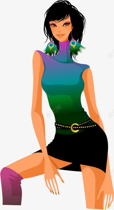 短发短裙美女画像png免抠素材_88icon https://88icon.com 人物 手绘 绘画 美女 裙子
