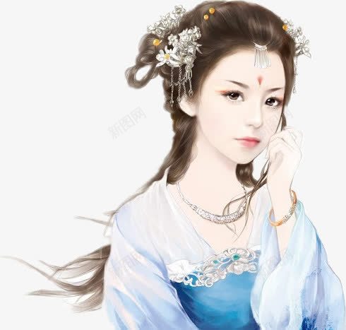 托腮的忧郁古典美女png免抠素材_88icon https://88icon.com 古典 忧郁 美女