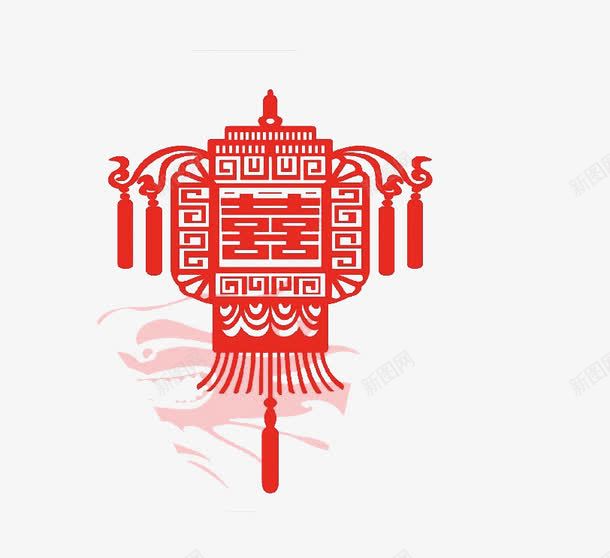 剪纸喜字灯笼png免抠素材_88icon https://88icon.com 中国风 传统元素 喜庆 红色
