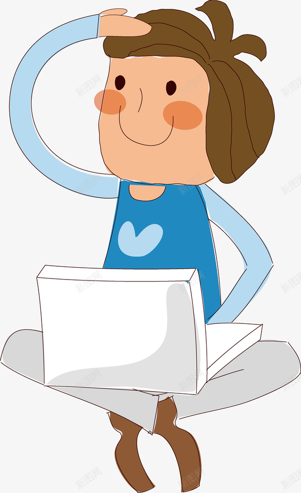 卡通抬手女孩笔矢量图ai免抠素材_88icon https://88icon.com 卡通 平面设计 抬手女孩 插画 用品 蓝色衣服 矢量图