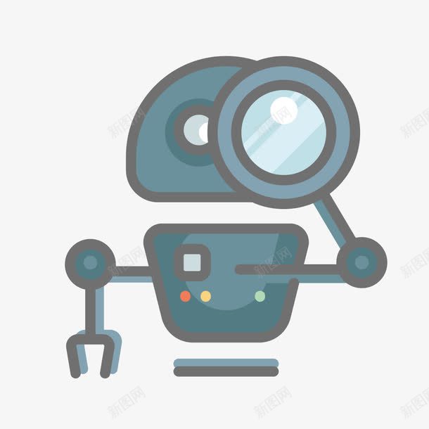 灰色机器人png免抠素材_88icon https://88icon.com 商务 扁平化 机器人 灰色 科技 观察 镜头