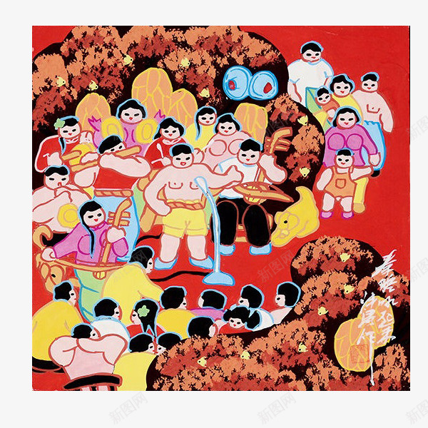 手绘农民日常生活png免抠素材_88icon https://88icon.com 农民日常生活 农民画 手绘农民画 红色