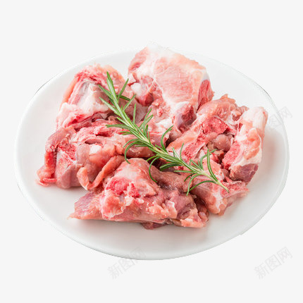 盘子上的肉块png免抠素材_88icon https://88icon.com 汤骨 盘子 矢量骨头 肉块 菜叶 食物 骨头