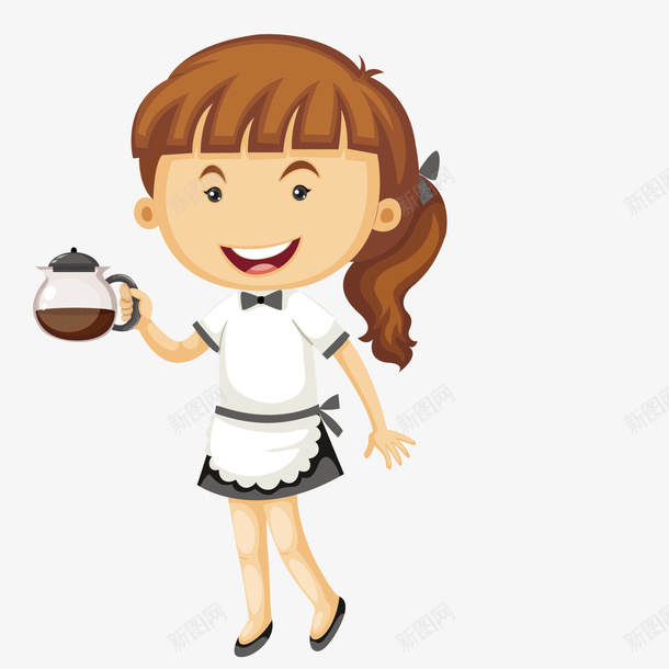 服务员矢量图ai免抠素材_88icon https://88icon.com 咖啡 女性 开心 装饰 矢量图