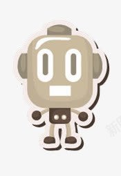 大脑袋机器人png免抠素材_88icon https://88icon.com 卡通 灰色 目瞪口呆