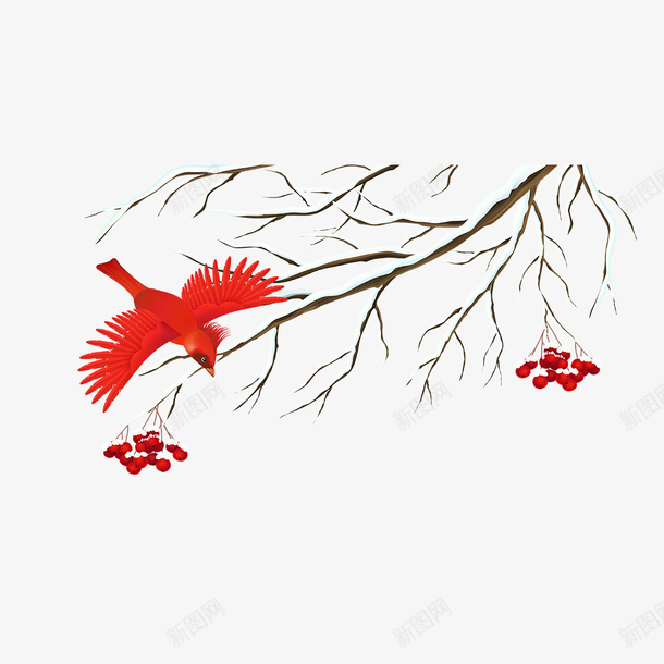 红鸟红梅树png免抠素材_88icon https://88icon.com 传统手艺 喜庆 复古 春假用品 窗纸 红鸟