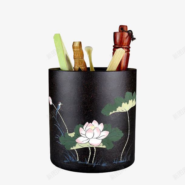 紫砂荷花茶筒png免抠素材_88icon https://88icon.com 产品实物 免费png图片 六君子 茶具 茶筒