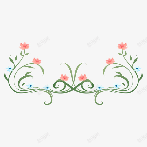 复古清新蓝色花朵边框png免抠素材_88icon https://88icon.com PNG素材 花朵 蓝色 边框