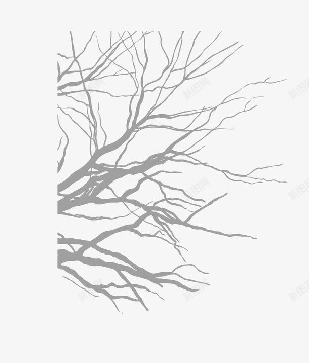 黑色线条枯木枯枝png免抠素材_88icon https://88icon.com 枯木 枯枝装饰 矢量枯枝 黑色线条