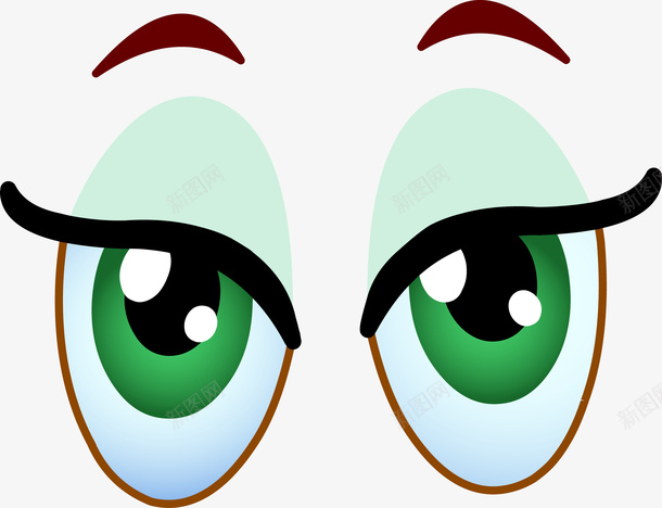 绿色卡通大眼睛png免抠素材_88icon https://88icon.com 五官 卡通眼 口鼻 眉毛 眉眼 眼眉 眼睛 眼部 矢量眼 绿色