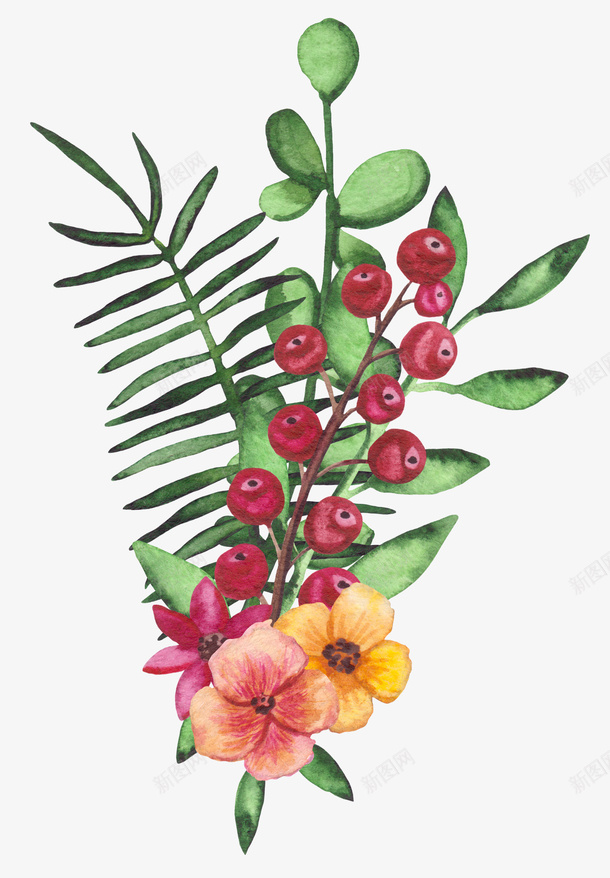 彩色绿叶上的花朵装饰png免抠素材_88icon https://88icon.com 手绘花朵 植物 绿植 花卉 花朵 花朵装饰 装饰花朵