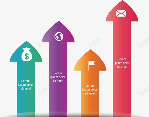 彩色向上箭头图表矢量图ai免抠素材_88icon https://88icon.com 信息图表 分类标签 彩色箭头 矢量png 箭头 箭头图表 矢量图