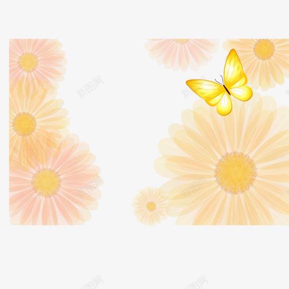 蝴蝶鲜花底纹png免抠素材_88icon https://88icon.com 底纹 花朵 边框 黄蝴蝶
